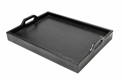Betttablett Comfy Leder helbraun und schwarz