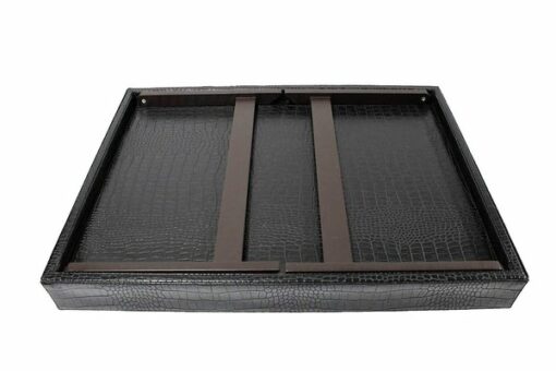 Betttablett Comfy Leder helbraun und schwarz