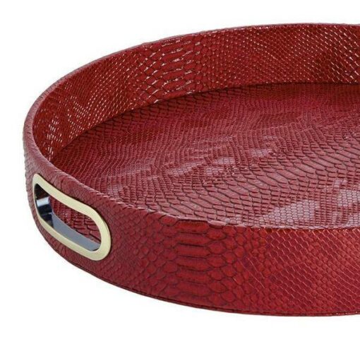 Signature Tablett Leder rund rot AP-101-1229-M
