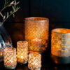 Windlicht 2-er Set Glas mit Goldverzierung – Bild 2