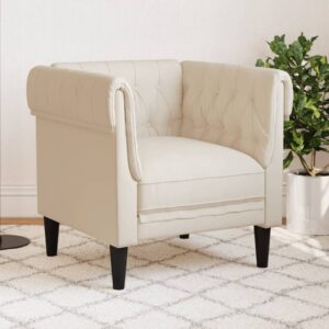 Chesterfield-Sessel Creme Stoff Creme