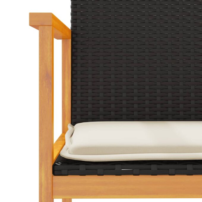 Gartenstühle Mit Kissen 2 Stk. Schwarz Poly Rattan Massivholz – Bild 8