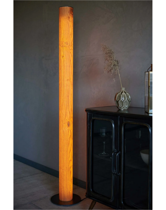 Columna Stehlampe Holzfurnier Lampe Eiche Detail – Leuchtnatur